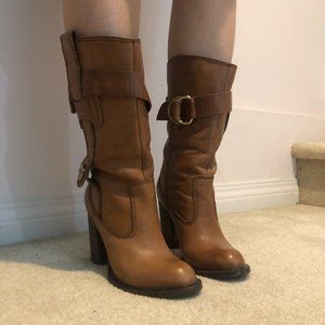 BCBG brown leather boots